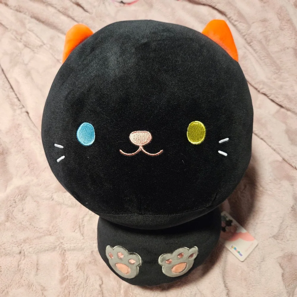 Kawaii Black Cat Plush Orange Red Ears Bow Stuffed Animal Soft Kitten Toy‎ 16